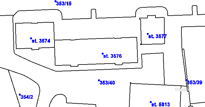 Parcela st. 3576 v KÚ Písek, Katastrální mapa