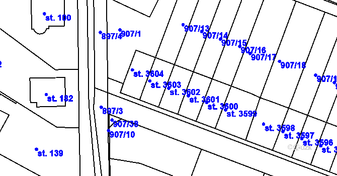Parcela st. 3602 v KÚ Písek, Katastrální mapa