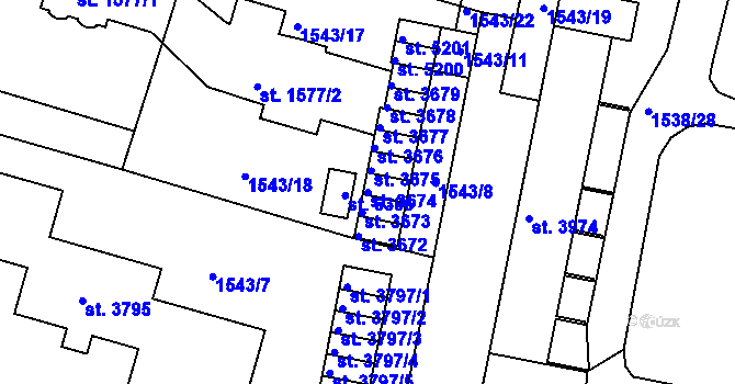 Parcela st. 3674 v KÚ Písek, Katastrální mapa