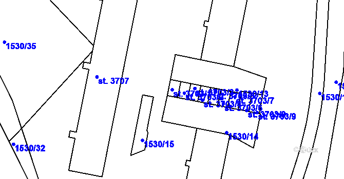 Parcela st. 3703/1 v KÚ Písek, Katastrální mapa