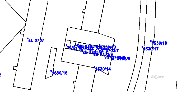Parcela st. 3703/5 v KÚ Písek, Katastrální mapa