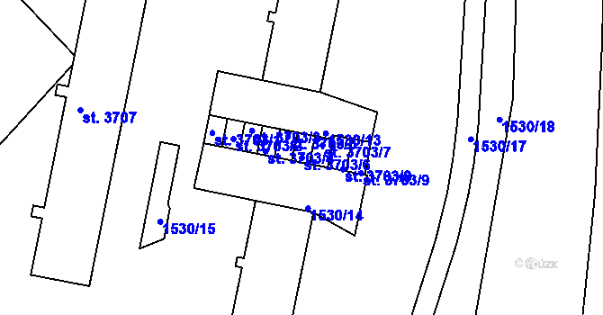 Parcela st. 3703/6 v KÚ Písek, Katastrální mapa