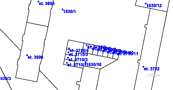 Parcela st. 3710/5 v KÚ Písek, Katastrální mapa