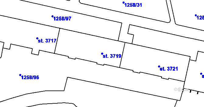 Parcela st. 3719 v KÚ Písek, Katastrální mapa
