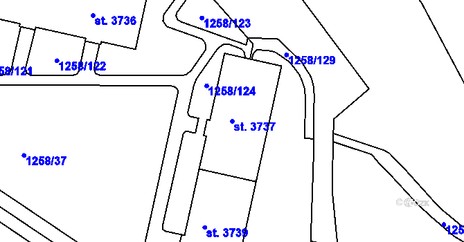 Parcela st. 3737 v KÚ Písek, Katastrální mapa