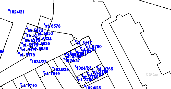 Parcela st. 3760 v KÚ Písek, Katastrální mapa