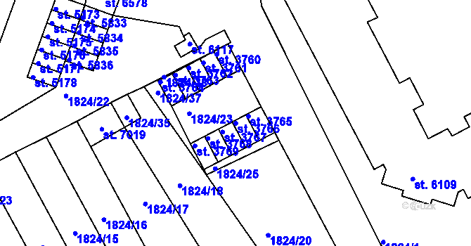 Parcela st. 3766 v KÚ Písek, Katastrální mapa