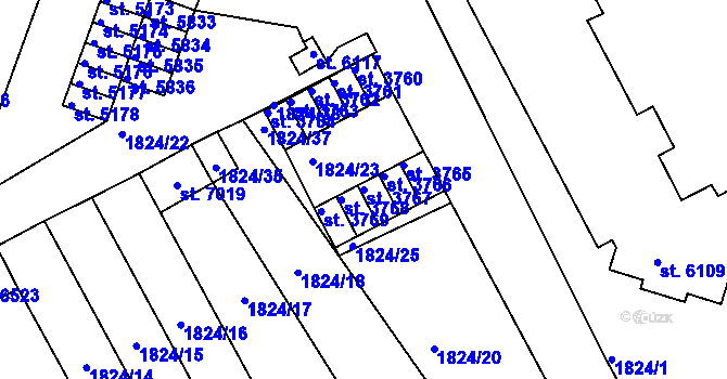 Parcela st. 3767 v KÚ Písek, Katastrální mapa