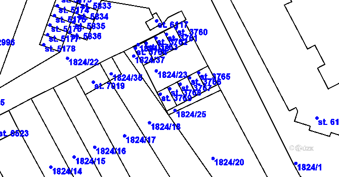 Parcela st. 3768 v KÚ Písek, Katastrální mapa