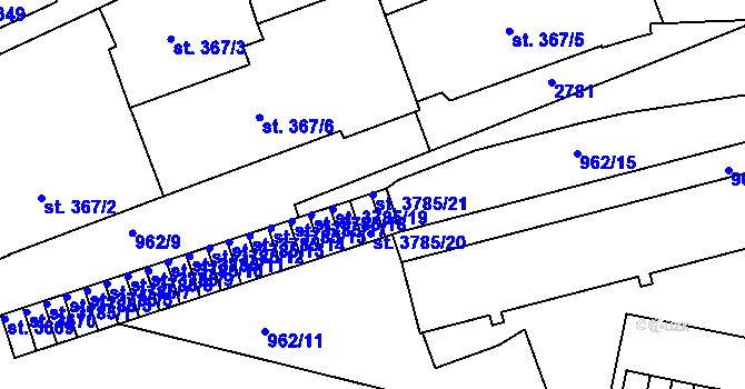Parcela st. 3785/21 v KÚ Písek, Katastrální mapa