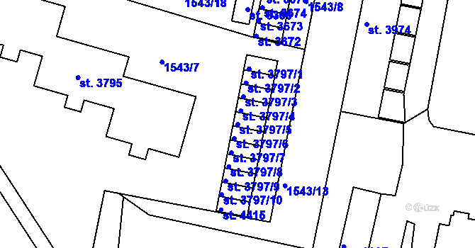 Parcela st. 3797/5 v KÚ Písek, Katastrální mapa