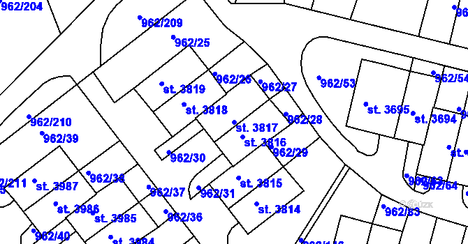 Parcela st. 3817 v KÚ Písek, Katastrální mapa