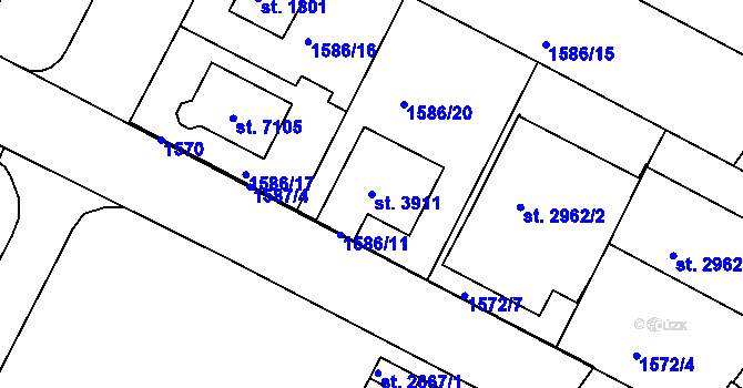 Parcela st. 3911 v KÚ Písek, Katastrální mapa