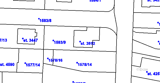 Parcela st. 3912 v KÚ Písek, Katastrální mapa