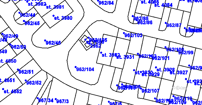 Parcela st. 3932 v KÚ Písek, Katastrální mapa