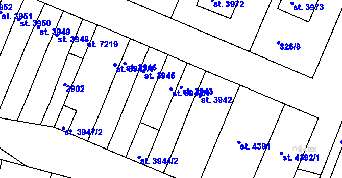 Parcela st. 3944/1 v KÚ Písek, Katastrální mapa