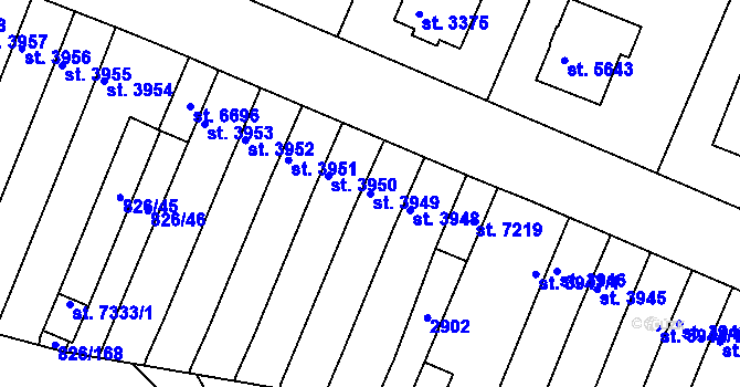 Parcela st. 3949 v KÚ Písek, Katastrální mapa