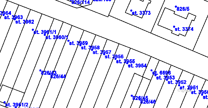 Parcela st. 3956 v KÚ Písek, Katastrální mapa