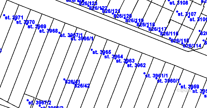 Parcela st. 3964 v KÚ Písek, Katastrální mapa