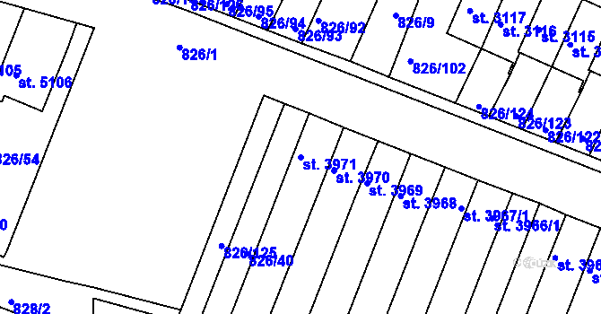 Parcela st. 3971 v KÚ Písek, Katastrální mapa