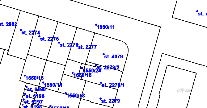 Parcela st. 4079 v KÚ Písek, Katastrální mapa