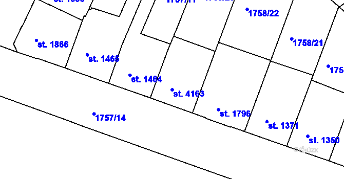 Parcela st. 4163 v KÚ Písek, Katastrální mapa