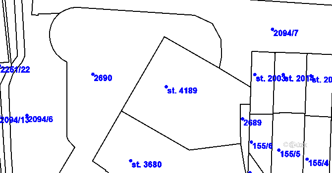 Parcela st. 4189 v KÚ Písek, Katastrální mapa