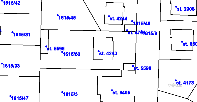 Parcela st. 4243 v KÚ Písek, Katastrální mapa
