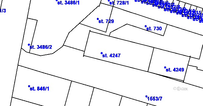 Parcela st. 4247 v KÚ Písek, Katastrální mapa