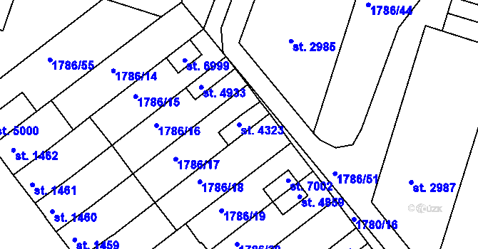 Parcela st. 4323 v KÚ Písek, Katastrální mapa