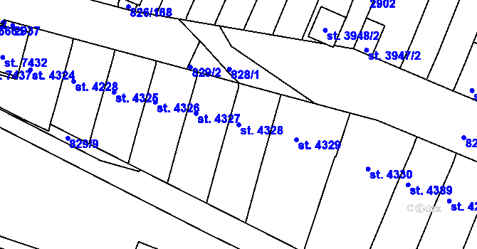Parcela st. 4328 v KÚ Písek, Katastrální mapa