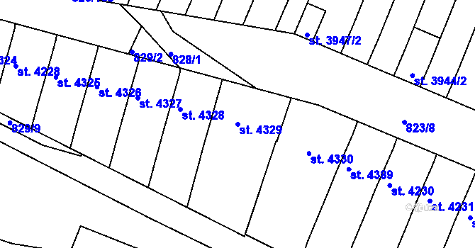 Parcela st. 4329 v KÚ Písek, Katastrální mapa