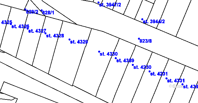 Parcela st. 4330 v KÚ Písek, Katastrální mapa
