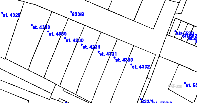 Parcela st. 4331 v KÚ Písek, Katastrální mapa