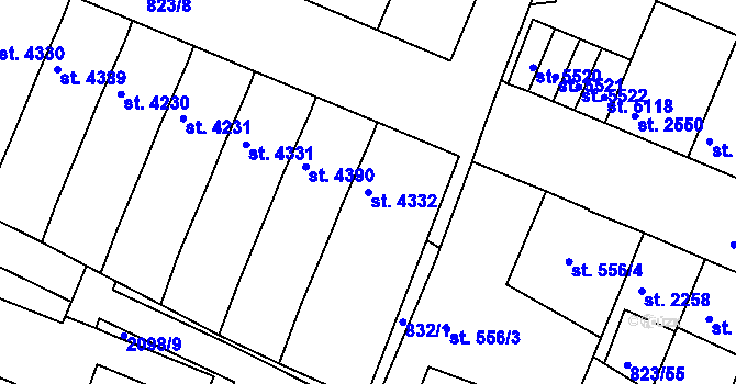 Parcela st. 4332 v KÚ Písek, Katastrální mapa