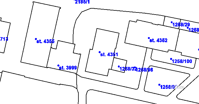 Parcela st. 4351 v KÚ Písek, Katastrální mapa