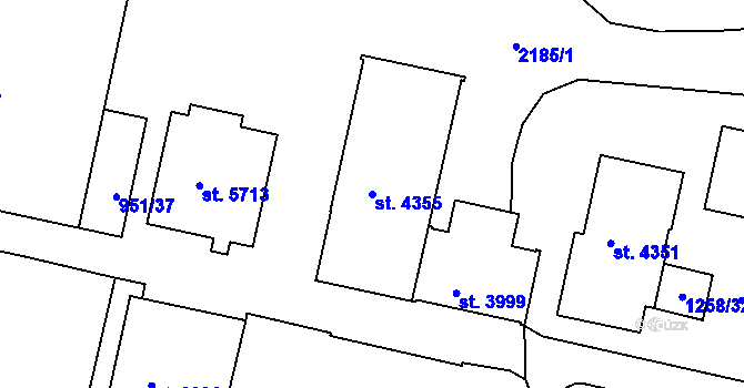 Parcela st. 4355 v KÚ Písek, Katastrální mapa