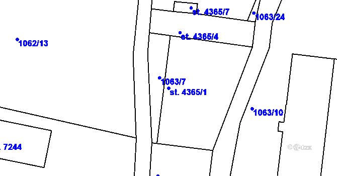 Parcela st. 4365/1 v KÚ Písek, Katastrální mapa