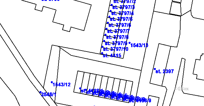 Parcela st. 4415 v KÚ Písek, Katastrální mapa