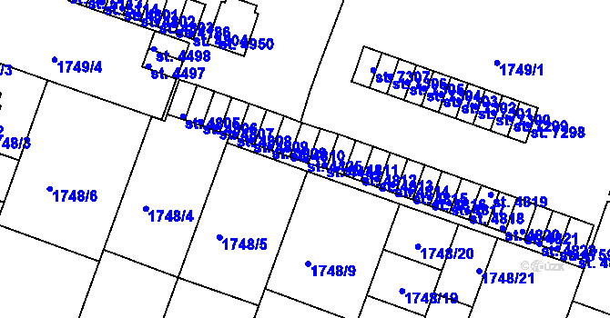 Parcela st. 4425 v KÚ Písek, Katastrální mapa
