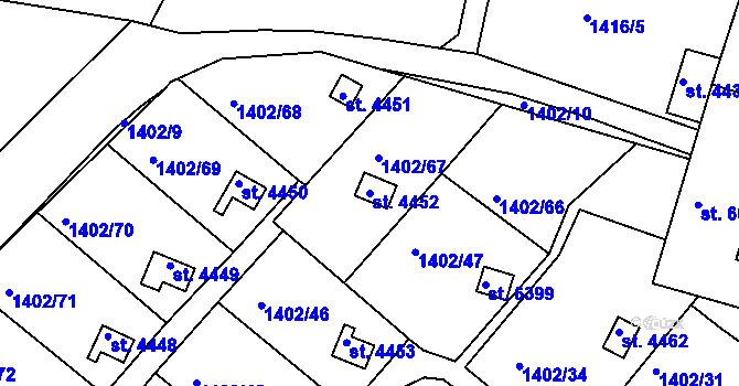 Parcela st. 4452 v KÚ Písek, Katastrální mapa
