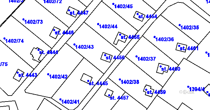 Parcela st. 4456 v KÚ Písek, Katastrální mapa