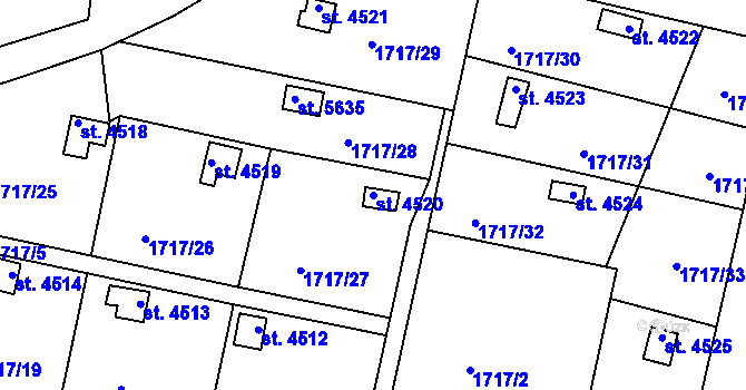 Parcela st. 4520 v KÚ Písek, Katastrální mapa