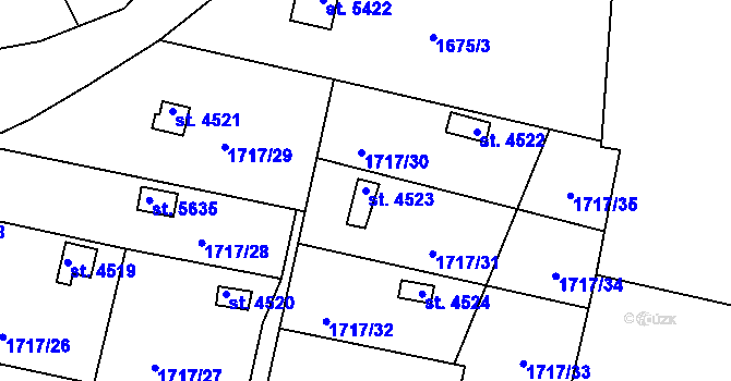 Parcela st. 4523 v KÚ Písek, Katastrální mapa