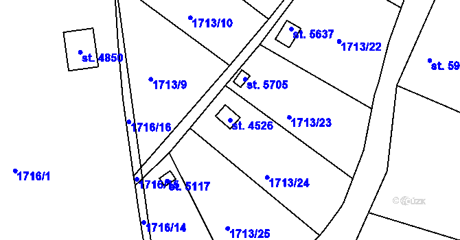 Parcela st. 4526 v KÚ Písek, Katastrální mapa