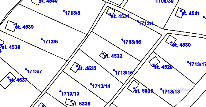 Parcela st. 4532 v KÚ Písek, Katastrální mapa