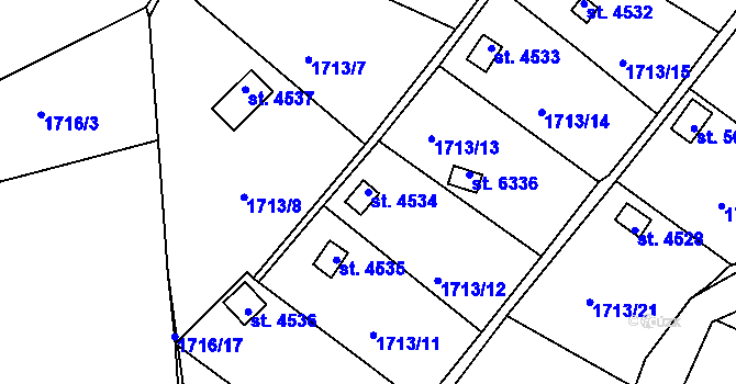Parcela st. 4534 v KÚ Písek, Katastrální mapa