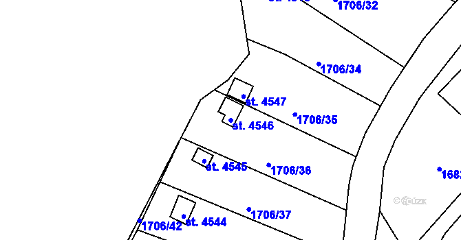 Parcela st. 4546 v KÚ Písek, Katastrální mapa