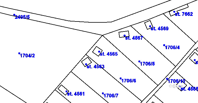 Parcela st. 4565 v KÚ Písek, Katastrální mapa