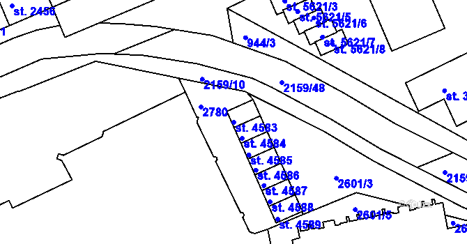 Parcela st. 4583 v KÚ Písek, Katastrální mapa
